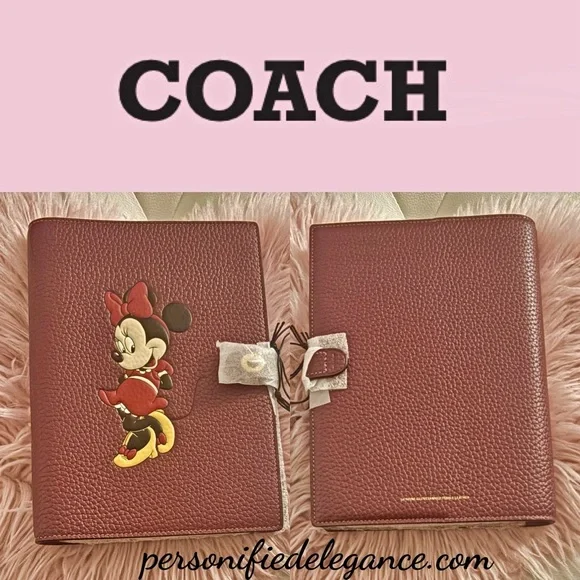 NEW Coach x Disney Minnie Mouse Wine Multi Regenerative Leather Notebook Journal